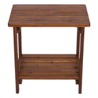 Shine Company Providence Rectangular Solid Wood Side Table, Outdoor Adirondack Patio Table, Oak