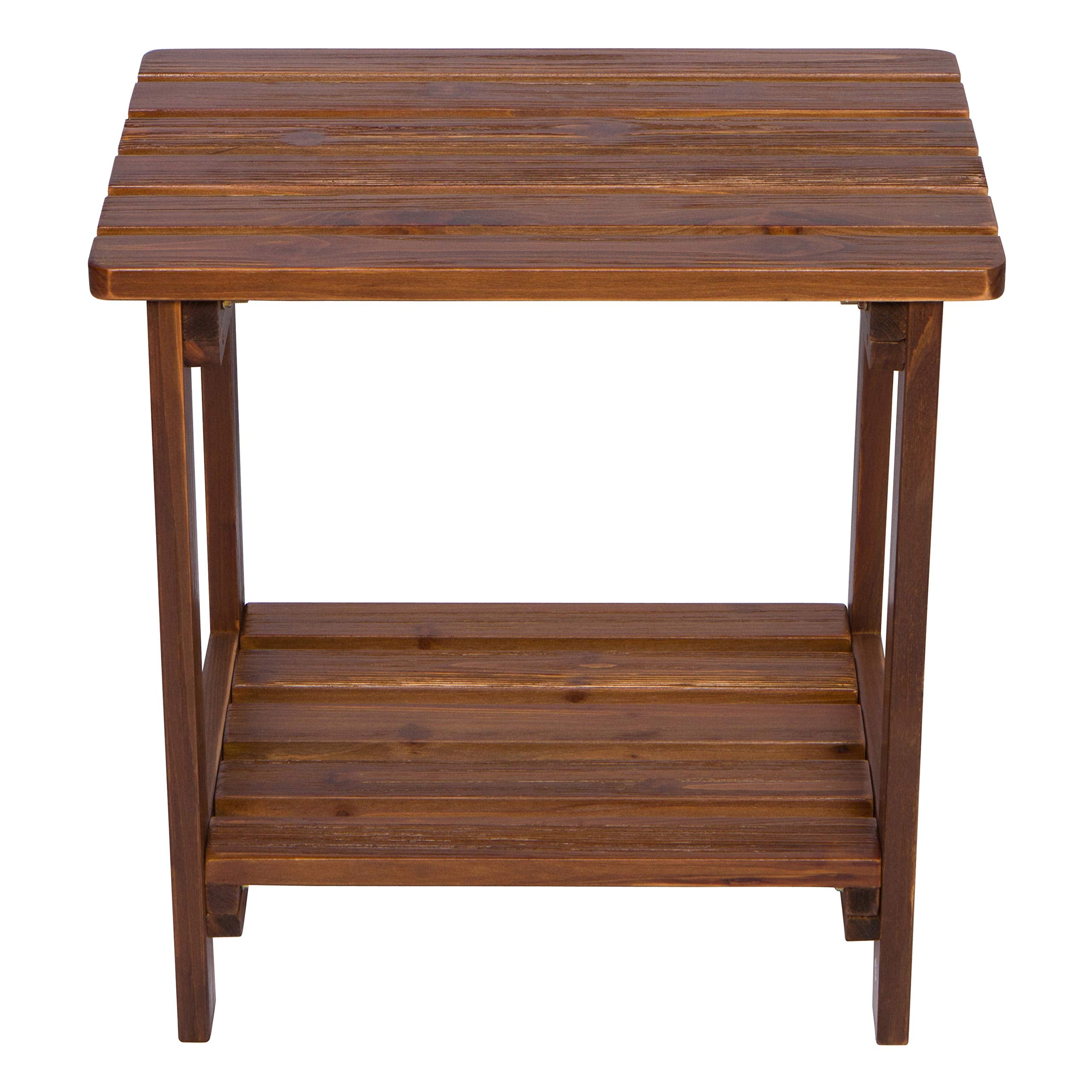 Shine Company Providence Rectangular Solid Wood Side Table, Outdoor Adirondack Patio Table, Oak
