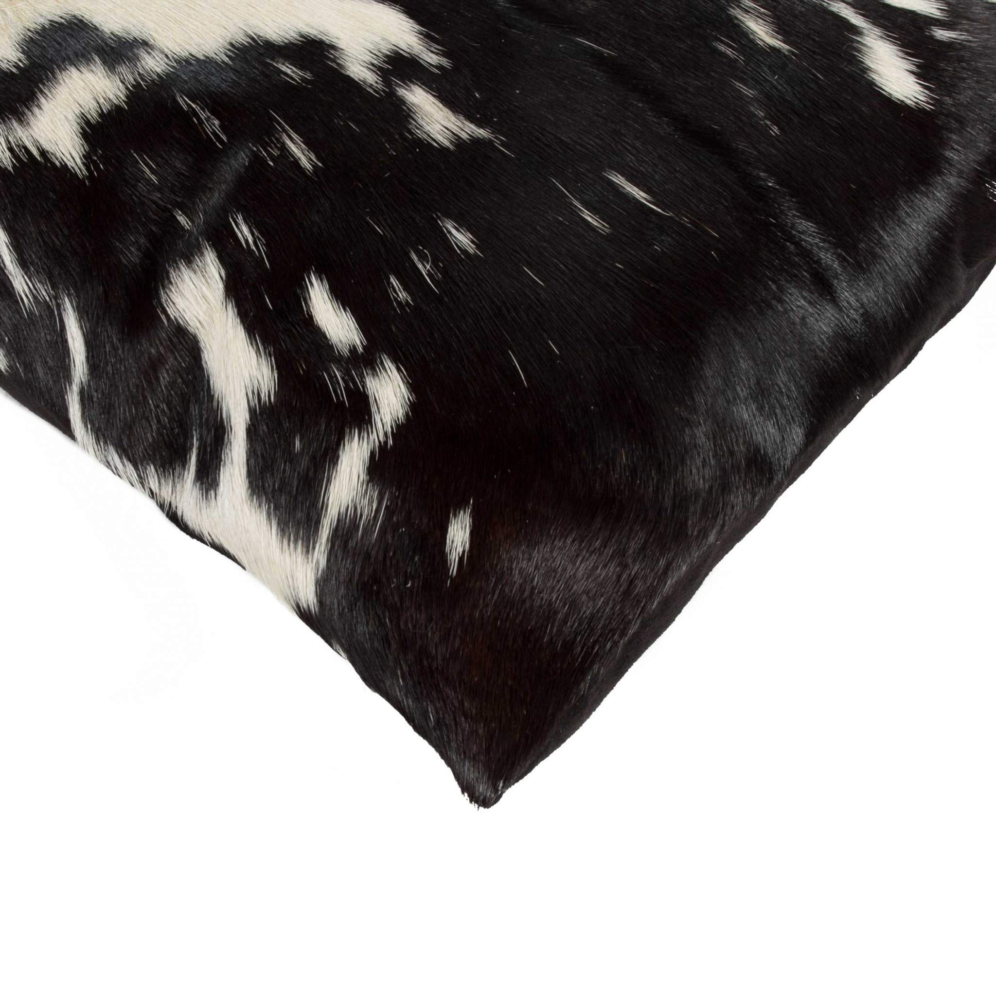 HomeRoots Cowhide, Microsuede, Polyfill 12'' X 20'' X 5'' Modern Black & White Torino Kobe Cowhide Pillow