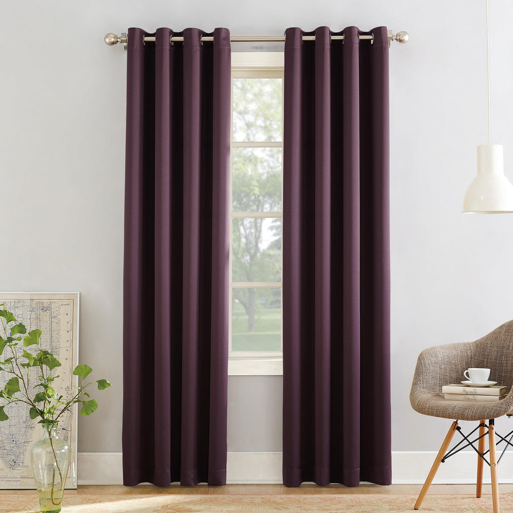 Sun Zero Barrow 2-Pack Energy Saving Grommet Curtain Panel Pair, 54'' x 108, Plum Purple