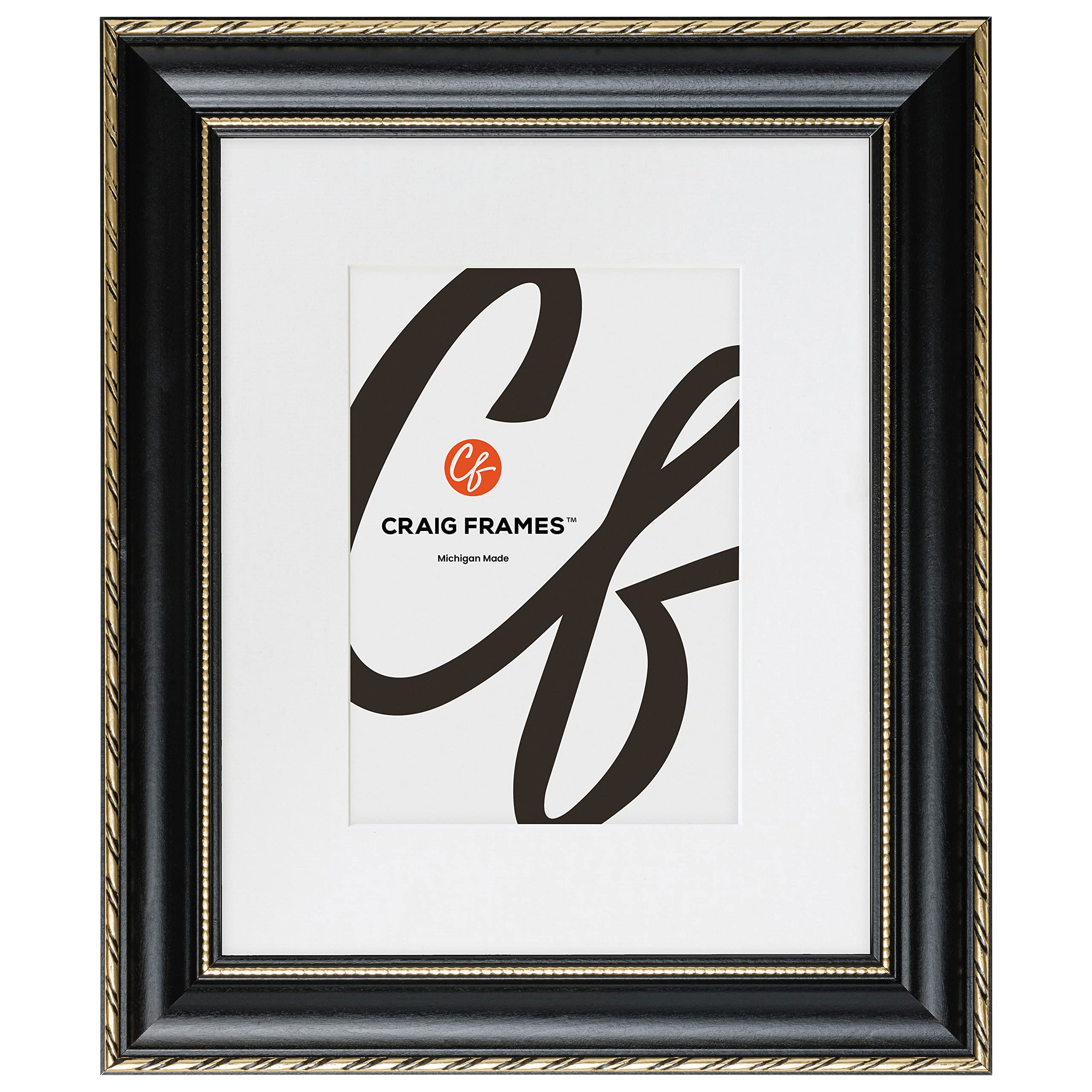 Craig Frames Victoria, 13x19 Picture Frame Matted for a 9x13 Photo, Ornate Black and Gold
