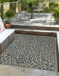 Unique Loom Outdoor Safari Collection Area Rug - Leopard (7 10 Square Blue/Gray)
