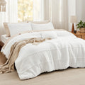 Bedsure White California King Comforter Set - 4 Pieces Pinch Pleated Bed Set, Down Alternative Bedding Sets For All Season, Incl