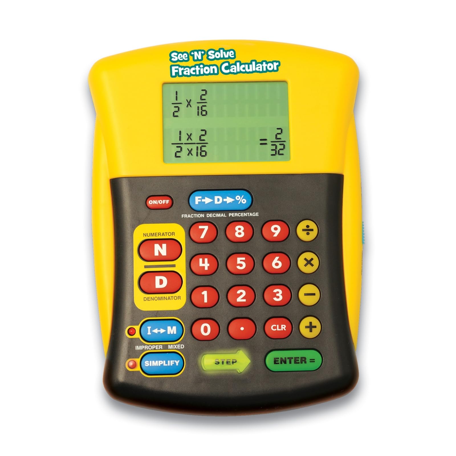 Educational Insights See 'N' Solve Fraction Calculator - Multi, Plastic, 4.5" L x 6.25" H, Model 8479