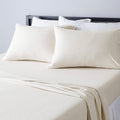 Amazon Basics 4 Piece Bed Sheets Set, 100% Cotton Jersey, Includes Super Soft, Flat and Fitted Sheets, Pillowcase, King, Oatmeal