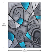 Flash Furniture Jubilee Collection Abstract Area Rug - Colorfast Turquoise Olefin Rug - 8' X 10' Area Rug - Jute Backing - Living Room, Bedroom, & Family Room