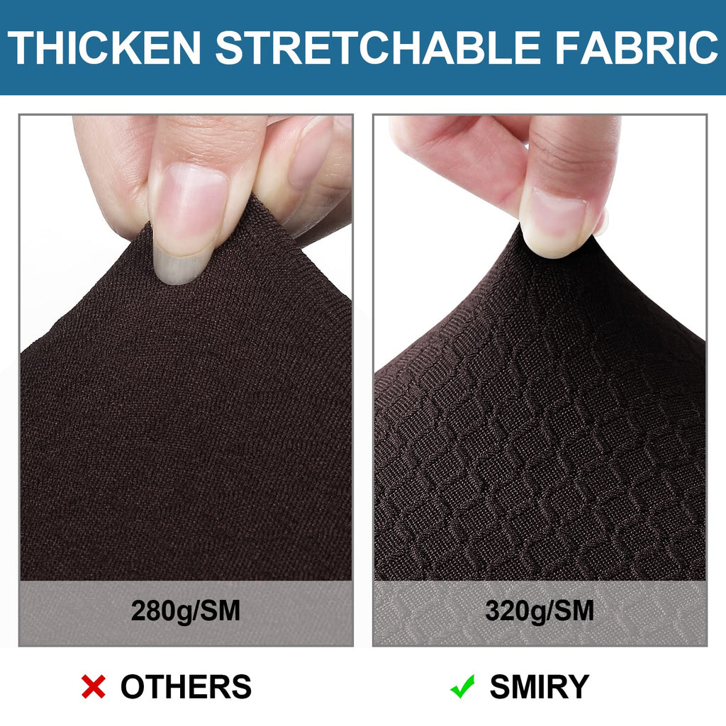 Smiry Waterproof Seat Covers For Dining Room Chairs Set Of 2, Stretch Jacquard Removable Washable Chair Seat Slipcovers Protector, No Rear Covers, Brown