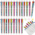 Xlehoely 24 Pack Multicolor Ballpoint Pens,0.5Mm 6-In-1 Retractable Ballpoint Pens,6 Colors Transparent Barrel Ballpoint Pen For