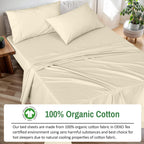 Ruvanti 100% Organic Cotton Sheets - Full Size Bed Sheets - Certified For Gots - Breathable & Comfortable - Soft & Cooling Perca