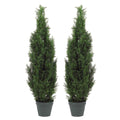 Two Pre-Potted 3 Artificial Cedar Topiary Outdoor Indoor Tree