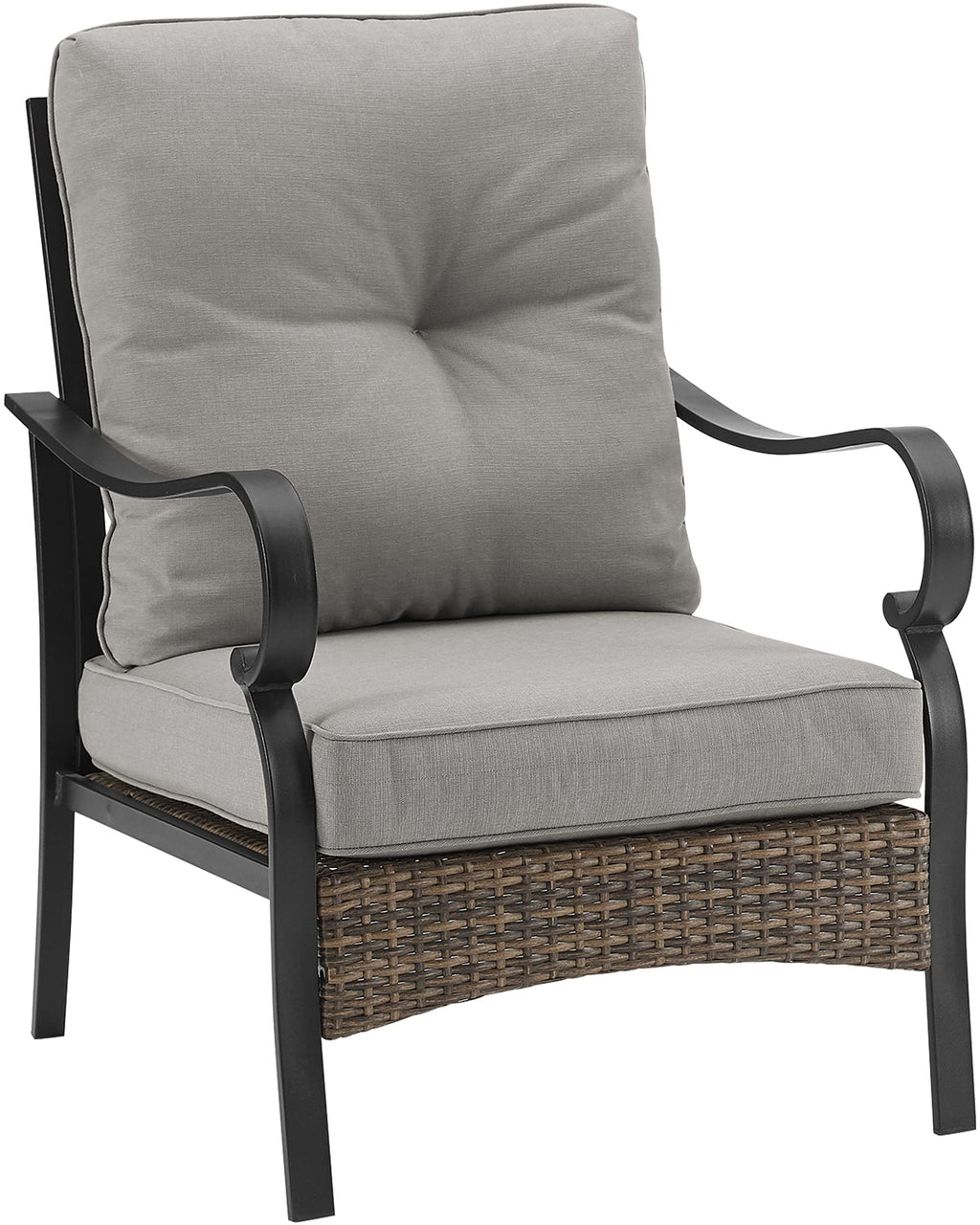 Crosley Furniture Dahlia 2-Piece Outdoor Chair Set, Patio Chairs For Conversation, Porch, Deck, Balcony, Matte Black With Taupe Cushions