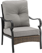 Crosley Furniture Dahlia 2-Piece Outdoor Chair Set, Patio Chairs For Conversation, Porch, Deck, Balcony, Matte Black With Taupe Cushions