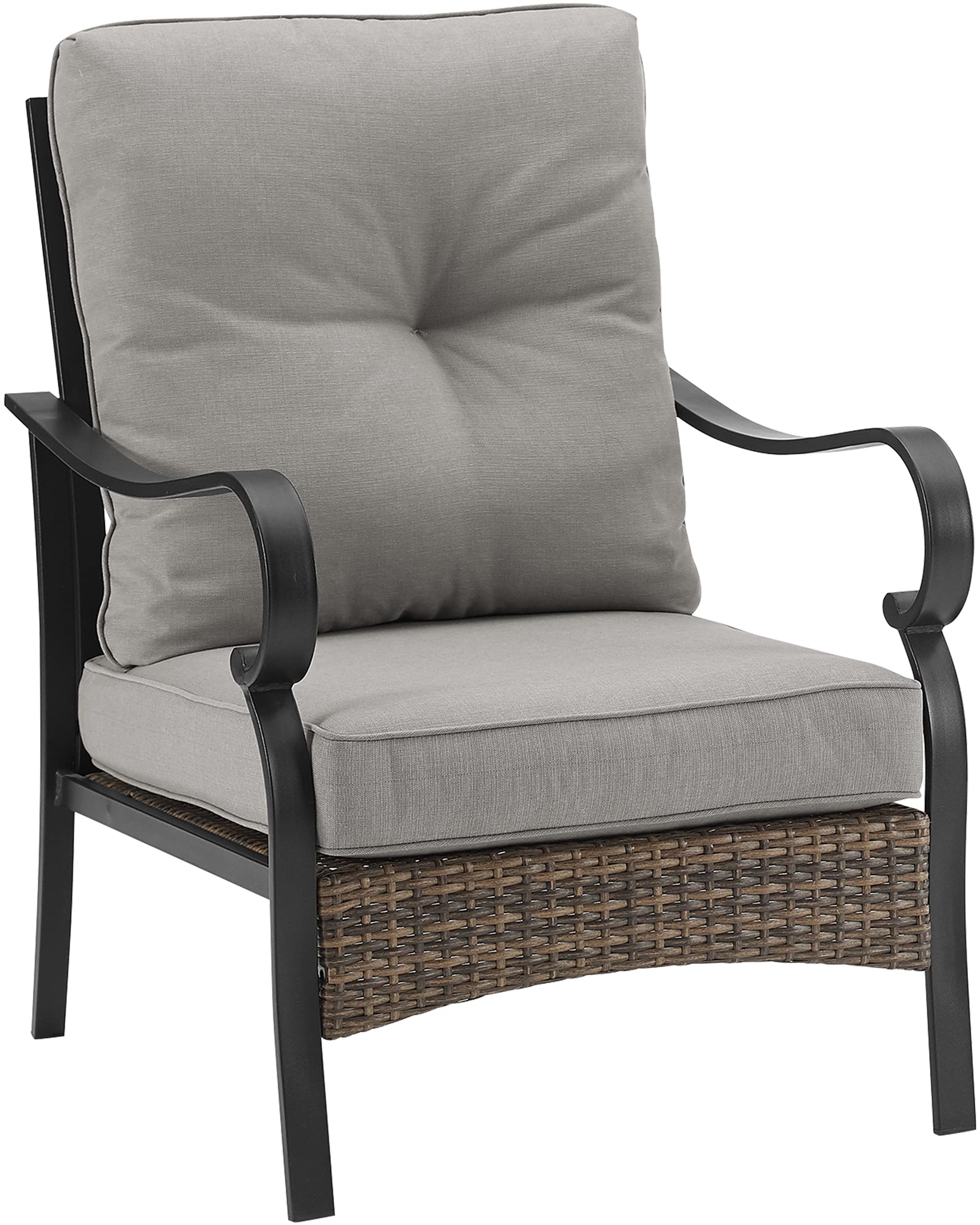 Crosley Furniture Dahlia 2-Piece Outdoor Chair Set, Patio Chairs For Conversation, Porch, Deck, Balcony, Matte Black With Taupe Cushions