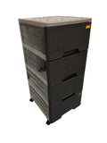 Aristo Multipurpose 4 Plastic Drawers (Xl Size) Modular Chest Storage Organizer (Solid Brown, 4 Drawer), (39 X 46.5 X 90.5 Cm)