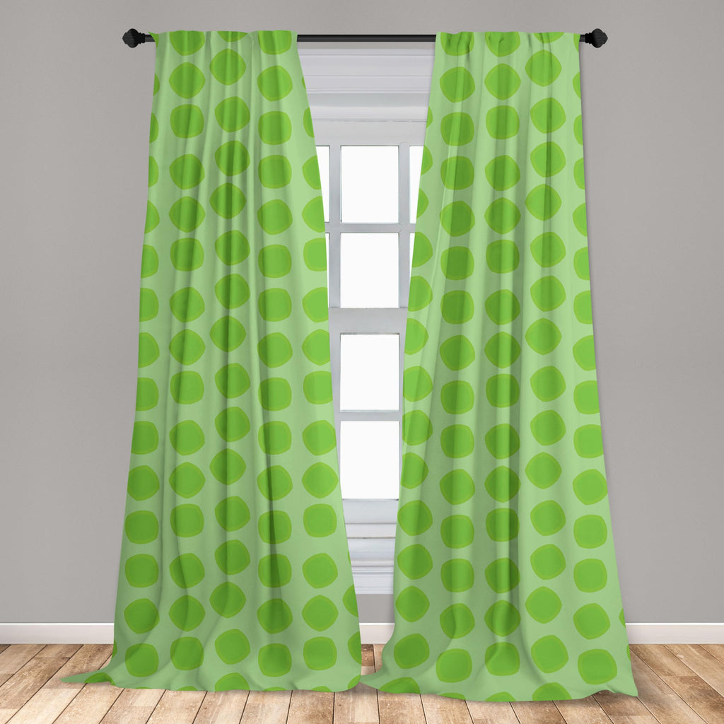 Ambesonne Lime Green Window Curtains, Simplistic Formless Geometric Shapes In Different Shades Theme, Lightweight Decor 2-Panel