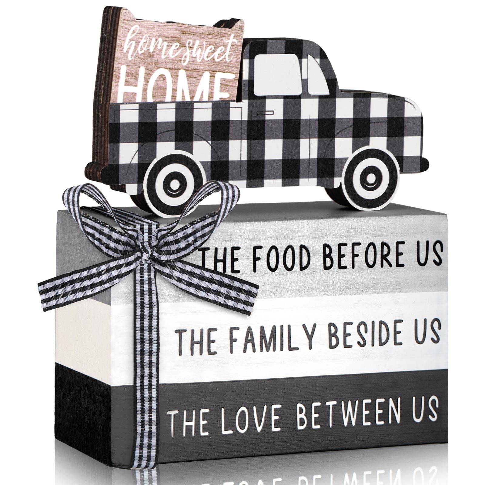 Farmhouse Tiered Tray Decor Wooden Home Sweet Home Truck Tiered Tray Decor Shelf Decorations Black and White Wooden Book Decor R