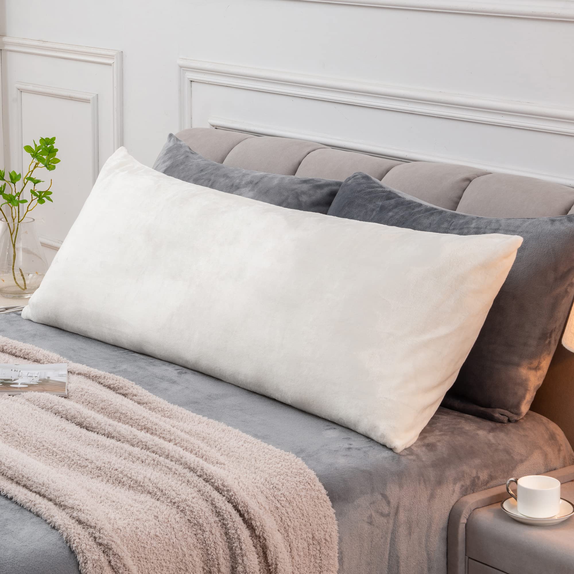 Bedelite Body Pillow Cover With Zipper Closure, Super Soft And Cozy Fuzzy Fleece Body Pillow Case Cover 20 X 54 Inches, Luxury F
