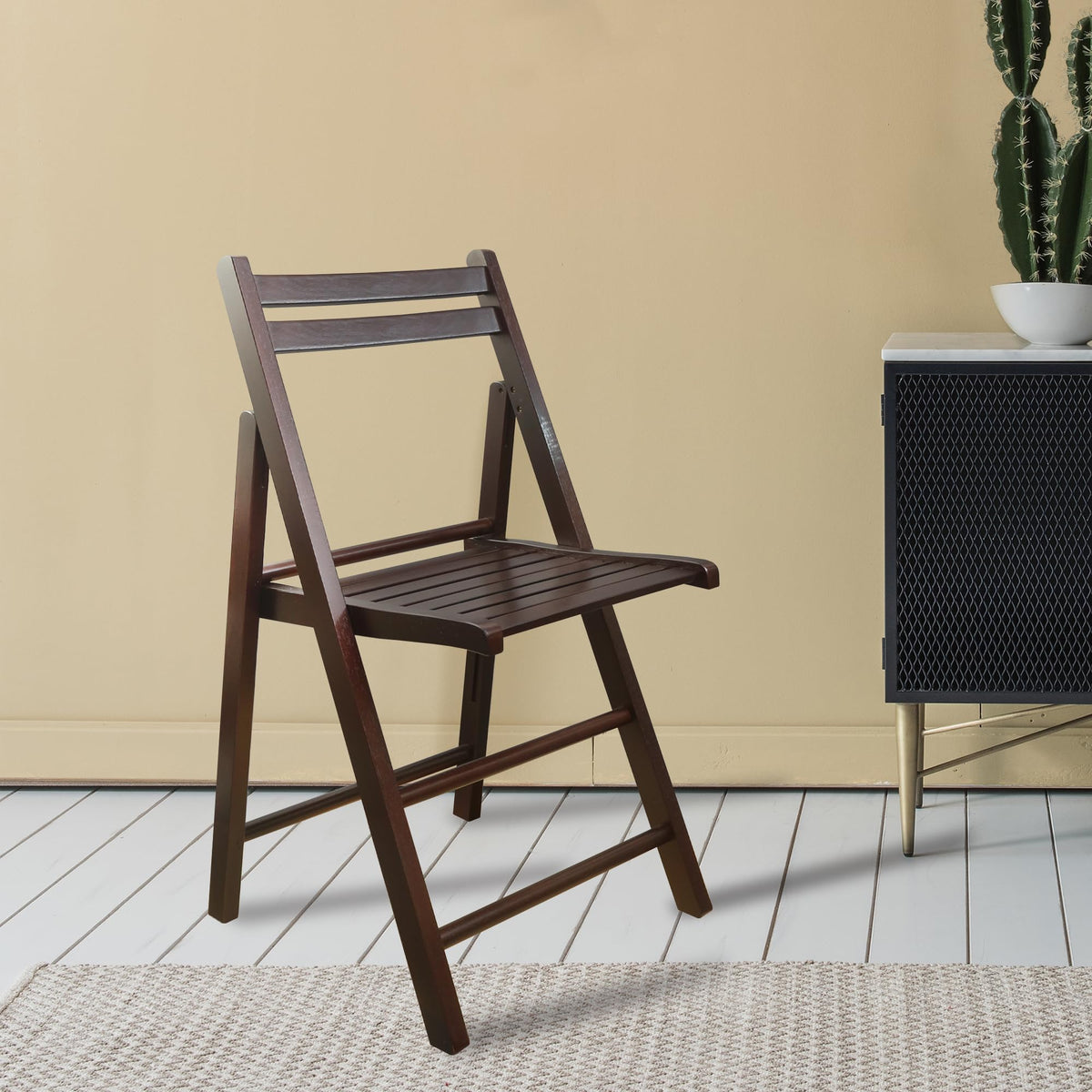 Casual Home Wooden Folding Chairs 2-Pcs Set, 17" W x 18" D x 30.75" H, Espresso