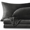 Bedelite Flannel Sheets King Size Dark Grey - Super Soft Fleece Sheets Set Fluffy Extra Plush, 4 Piece(Include Fitted Sheet, Fla