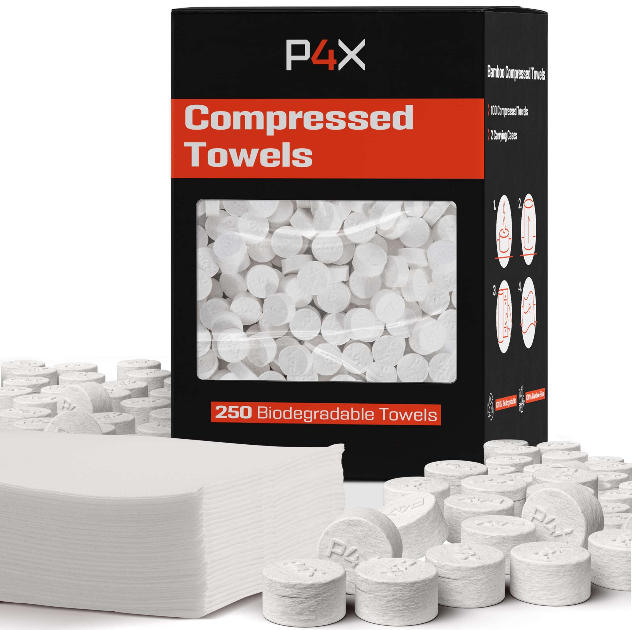 Compressed Towel Tablets - 100% Bamboo Camping Toilet Paper Tablets, Great for Hiking, Travel and Backpacking - Disposable Washc