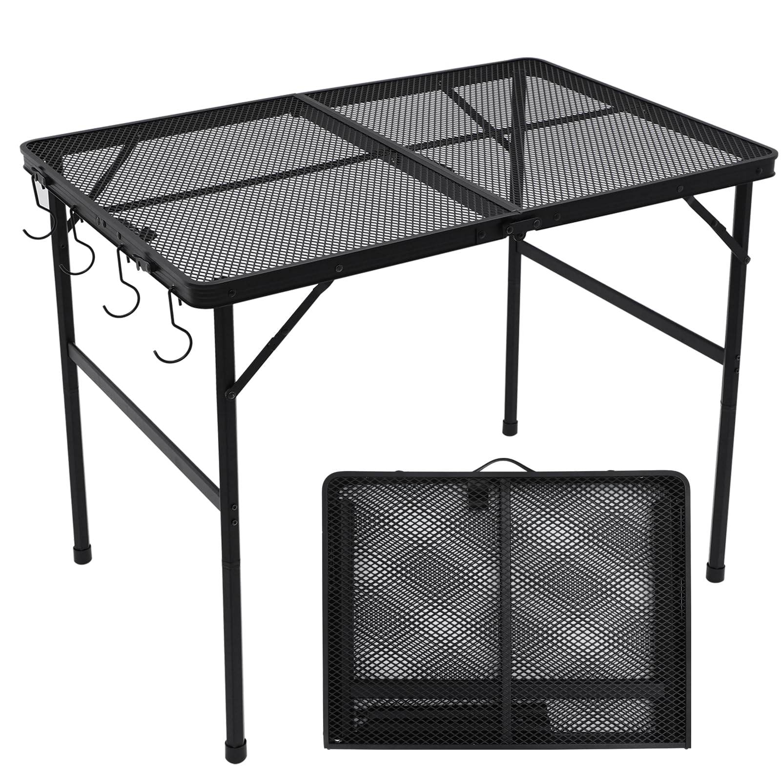 Alzerooe Outdoor Grill Camping Folding Table 3 Ft, Aluminium Picnic Table - Portable, Lightweight, Compact & Height Adjustable C