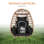 Paylesshere Egg Chair Egg Basket Rattan Chair Steel Frame Oversized Indoor Outdoor Lounger Simple Installation With 4 Comfort Cushion And Stand,352Lb Capacity For Patio Garden Living Room,Black