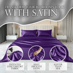 Decolure Striped Satin Sheets King Set 6Pc - Luxurious Silk Touch Satin Sheets Full - All-Season Silky Soft Full Size Bed Sheets