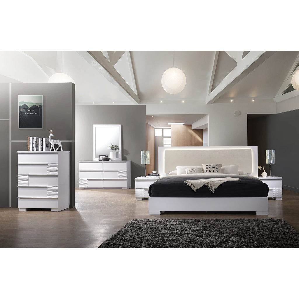 Best Master Athens 2-Drawer Poplar Wood Bedroom Nightstand In White Lacquer