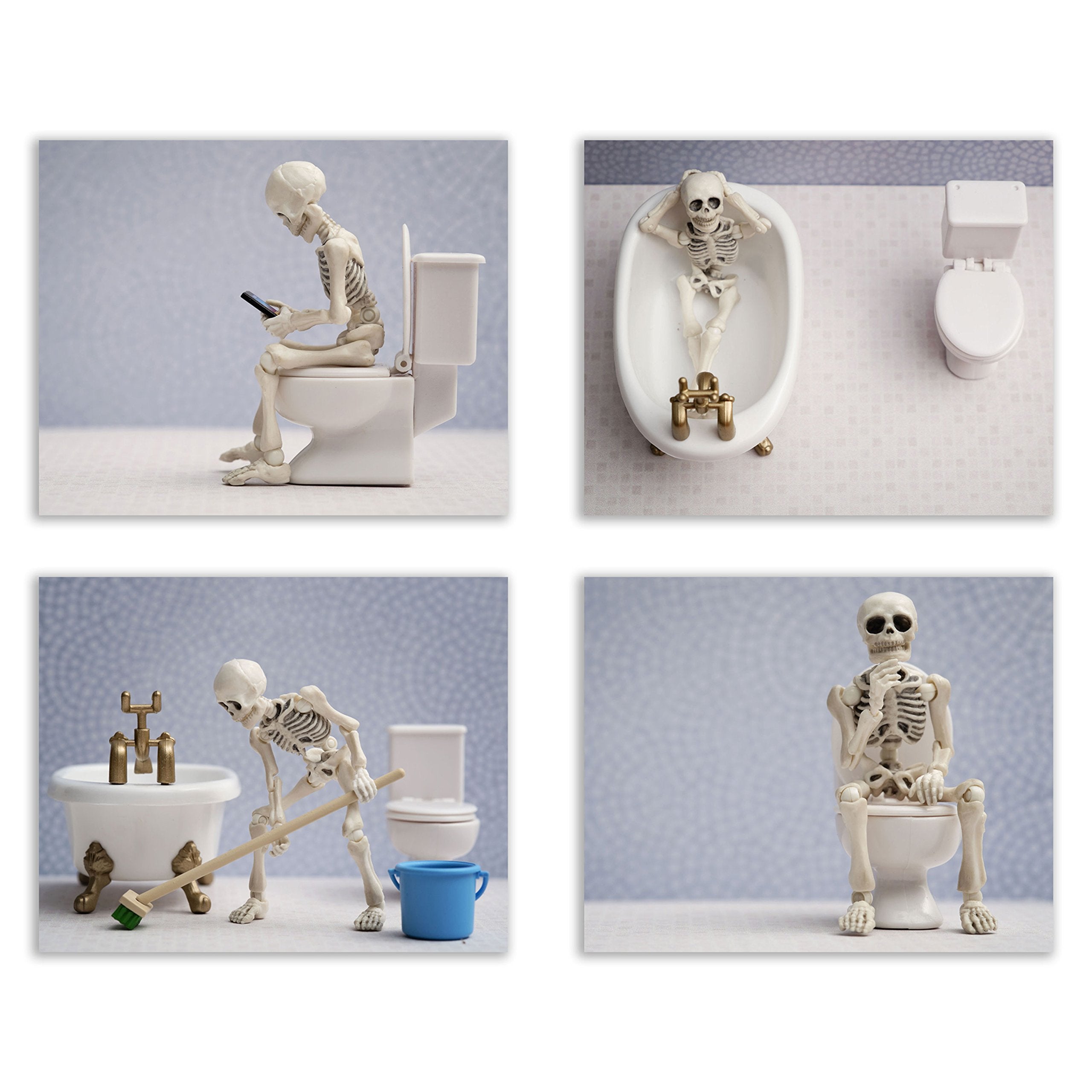 Skeleton on Toilet, Skeleton Bathroom Decor, Weird Wall Art, Skeleton Wall Art, Skeleton Bathroom Art, Skeleton Bathroom Wall Ar