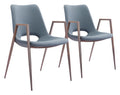 Desi Dining Chair (Set of 2) Blue & Walnut