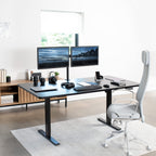 Vivo Electric Height Adjustable 71 X 36 Inch Memory Stand Up Desk, Extra Deep Black Table Top, Black Frame, Standing Workstation With Preset Controller, 1B Series, Desk-Kit-1B7B-36