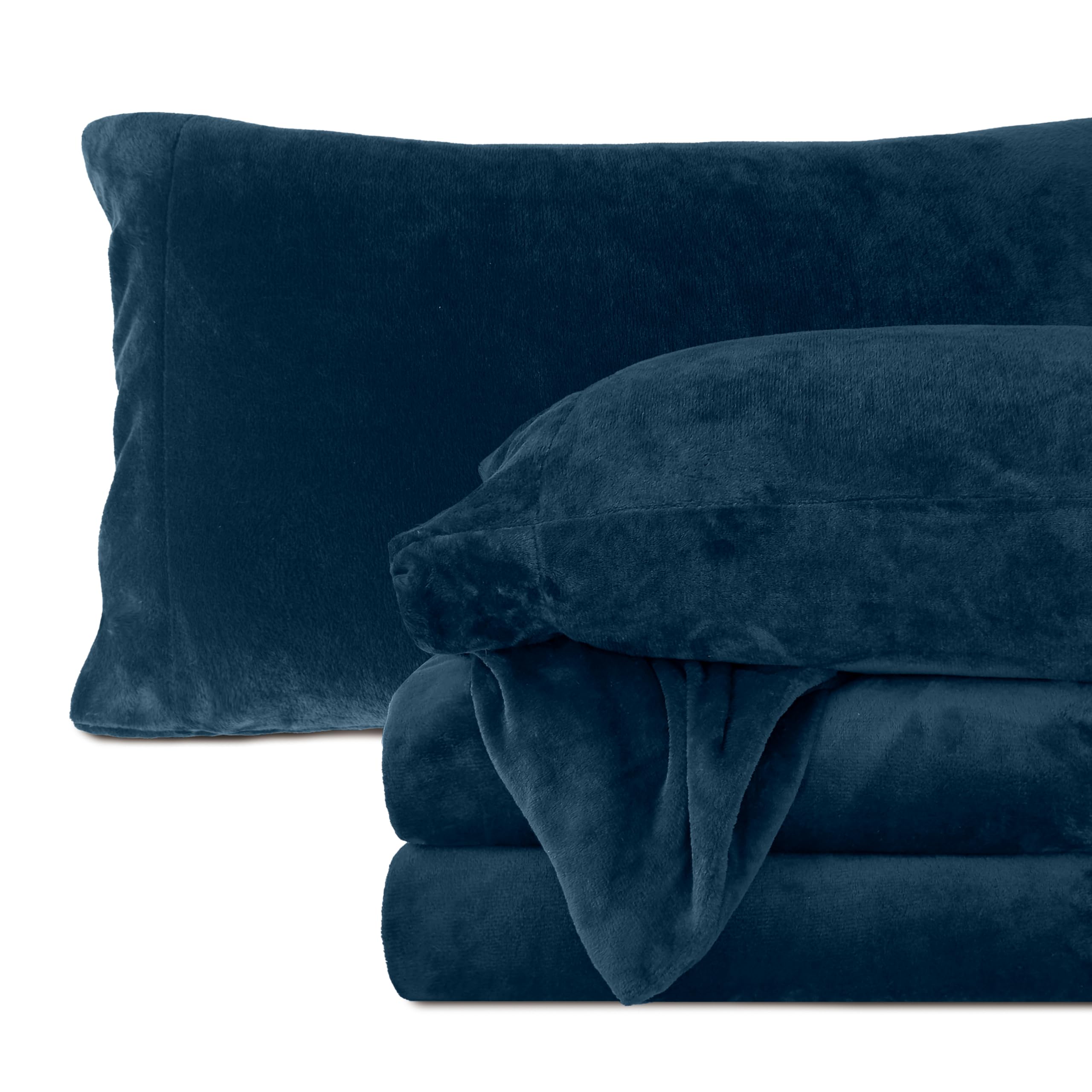 Elegant Comfort Luxuriously Soft 4-Piece Velvet Plush Flannel Sheet Set - Premium Quality - Cozy Warm, Anti-Static, Non Pilling