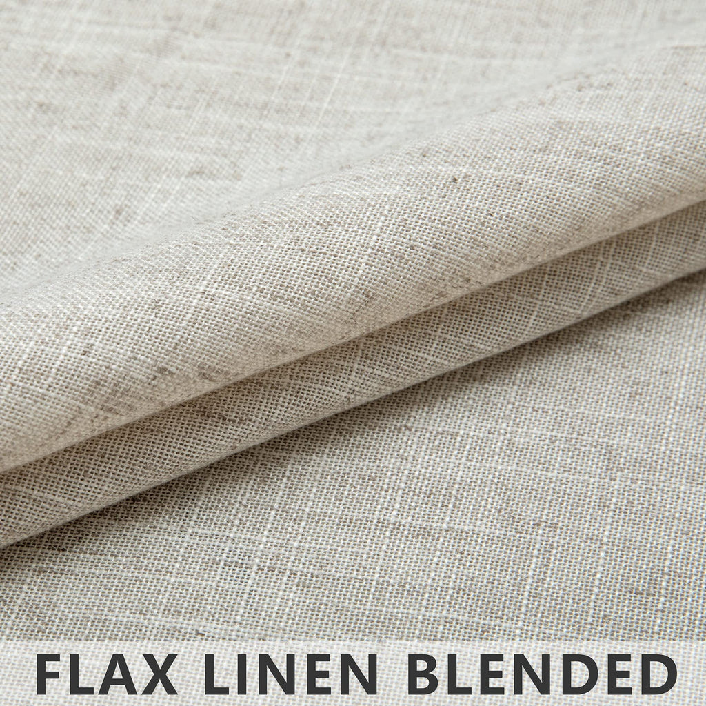 Mrs.Naturall Flax Linen Curtains 5 Ft Width By 84 Inches Long For Bedroom Light Filtering Large Drape Extra Wide Beige Curtain For Living Room Dining Hall 2 Panel Pole Rod Pocket 5 X 7 5X7 Feet Length