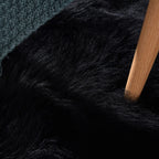 Orinova Washable Rug 6X9 Area Rugs For Living Room Black Fuzzy Faux Sheepskin Shag Fur Rug For Bedroom Nursery Rectangle Rug Hom