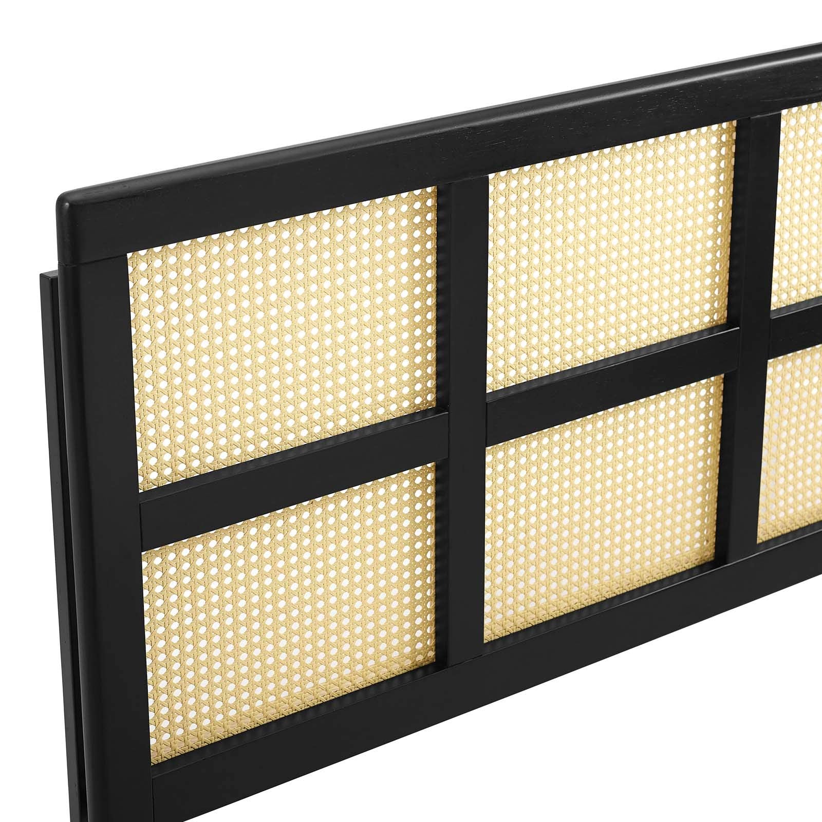 Modway Luana Cane Woven Rattan King Headboard In Black