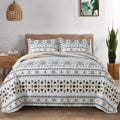 Bedifany Boho Quilt Bedding Set, 3 Pieces Stripe Queen Bedspread Lightweight Boho Queen Quilt, All-Season Bed Spread Coverlet Se