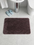 Anti Skid Polyester Bath Mat 3D Diamond Pattern Soft Absorbent Door Mat for Bathroom & Bed Side (38x58 cm, Dark Brown)