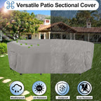 Outdoorlines Waterproof Curved Outdoor Sectional Cover - Uv Resistant Windproof Patio Sectional Sofa Covers For Deck, Lawn And Backyard, Heavy Duty Furniture Covers (190Lx36Dx39Hx128Fl, Gray)