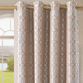 Light Khaki and Silvery 100% Blackout Curtains 63 Inch Length 2 Panels, Jacquard Thermal Insulated Noise Reducing Grommet Drapes