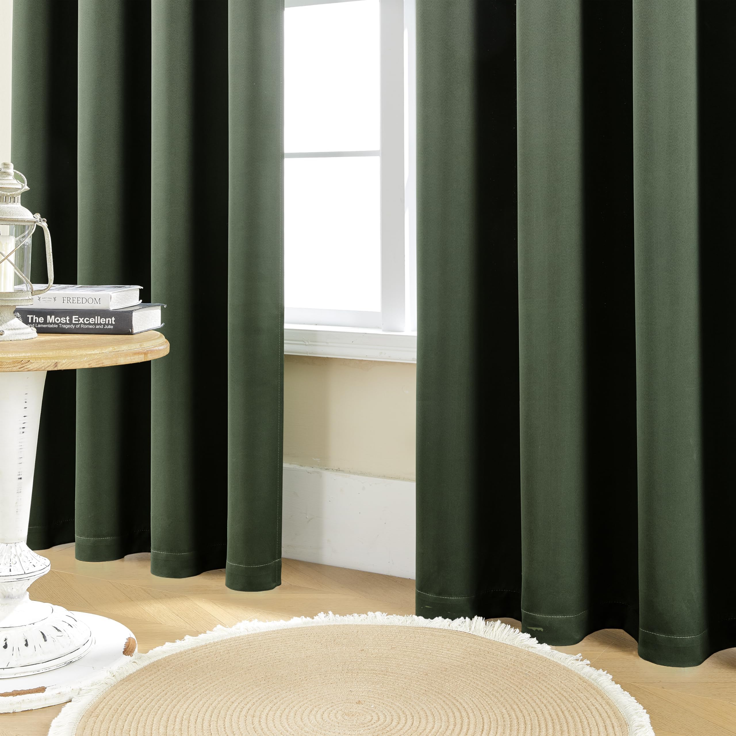 Shineland Room Darkening Curtains 96 Inches Long For Living Room 96 Inch Length 2 Panels Set,Track Curtains Ceiling Mount Floor