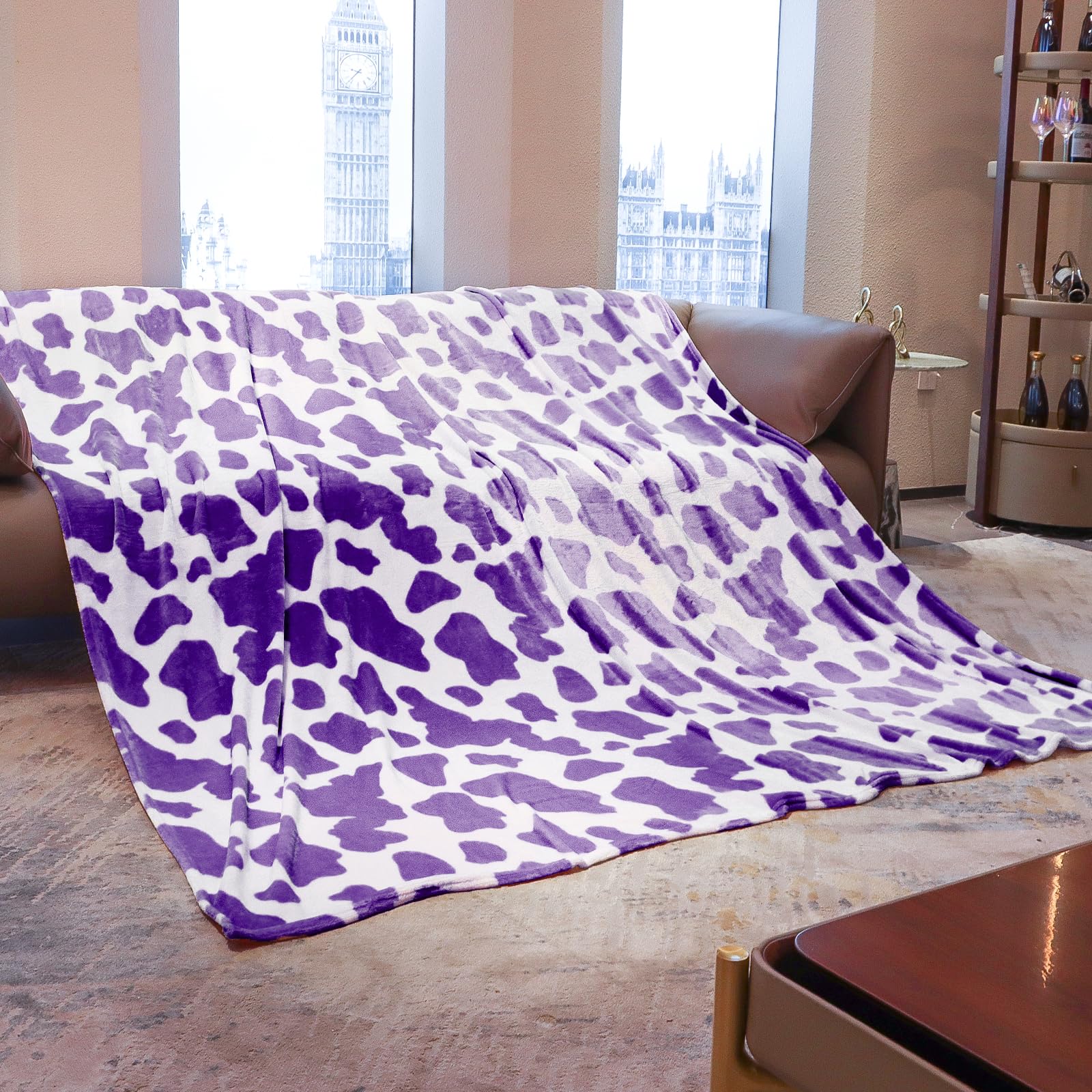 Flannel Purple Blanket Queen/Full Size Lavender Bed Throw Blankets 90X90Inch Cozy Soft Extra Large Fleece Blanket For Bedroom Li