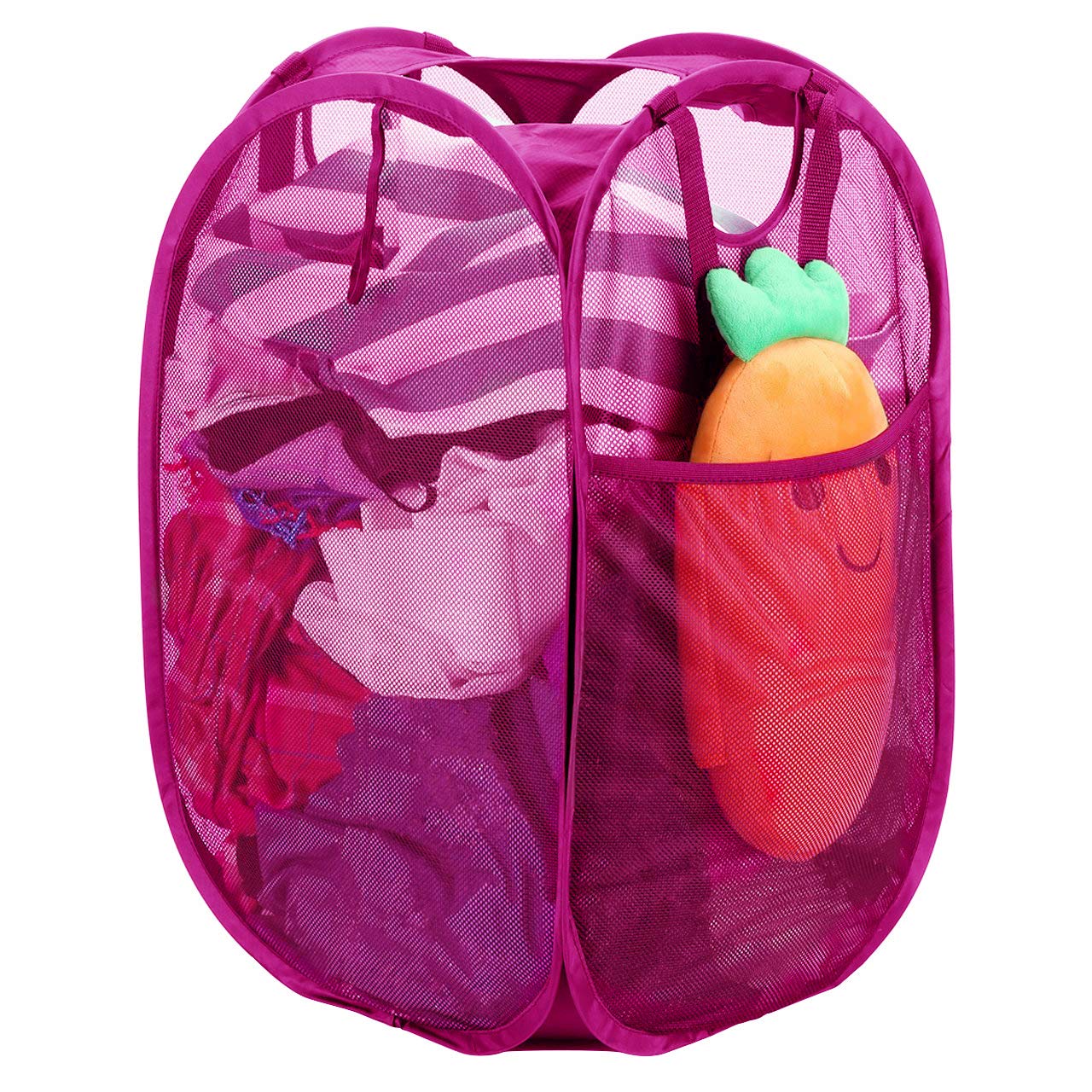 Strong Mesh Pop-up Laundry Hamper, Quality Laundry Basket with Durable Handles Solid Bottom High Carbon Steel Frame, Easy to Ope