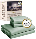 California Design Den Certified Luxury 100% Egyptian Cotton Sheets King Size, Deep Pocket Sateen Cooling Sheets For Hot Sleepers
