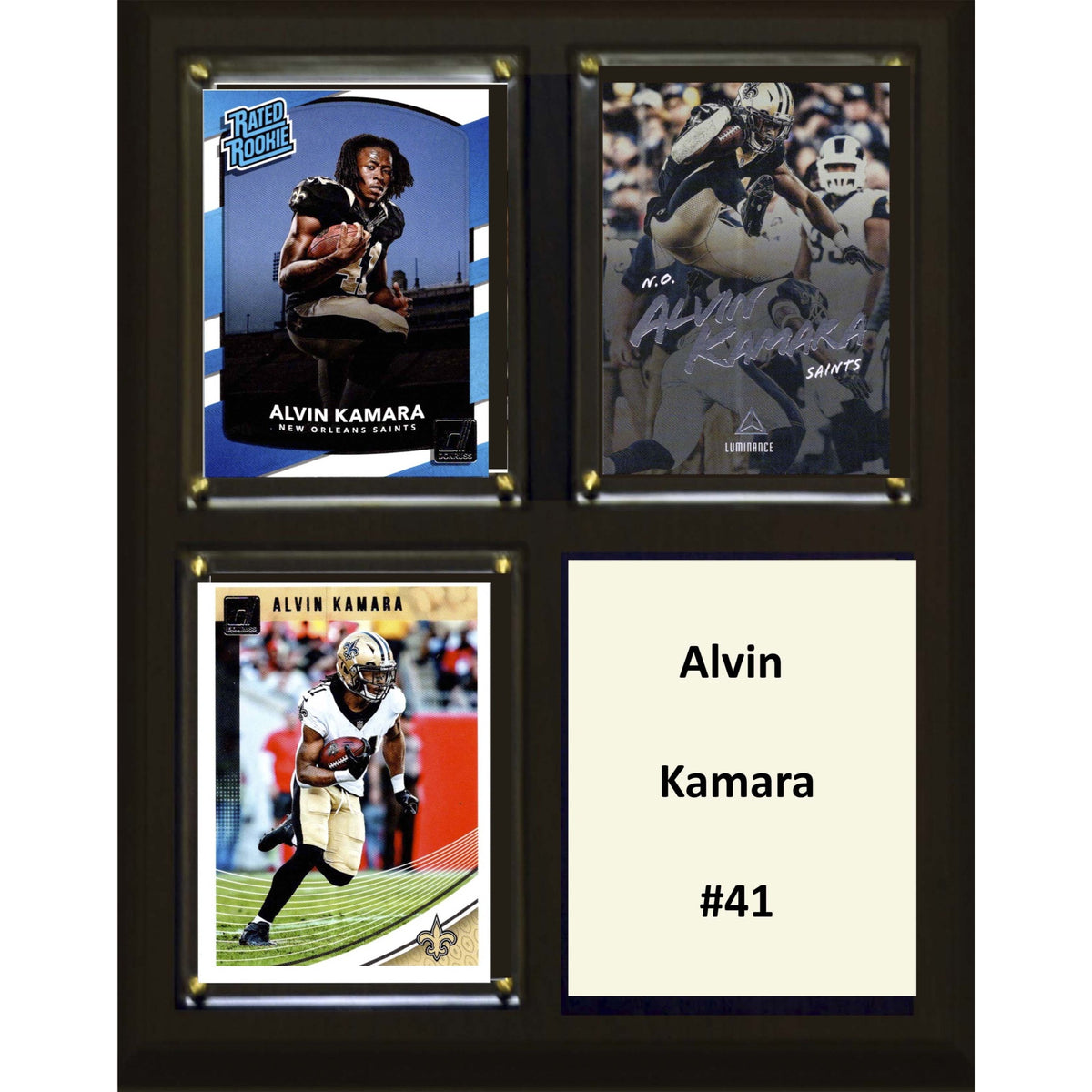 Nfl 8 Inch X10 Inch  Alvin Kamara New Orleans Saints Three Card Plaque