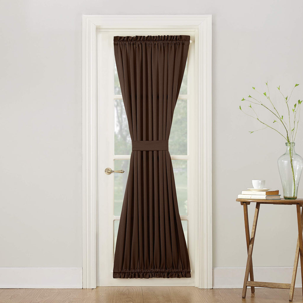Sun Zero Barrow Energy Efficient Rod Pocket Door Curtain Panel, 54'' x 72'', Chocolate