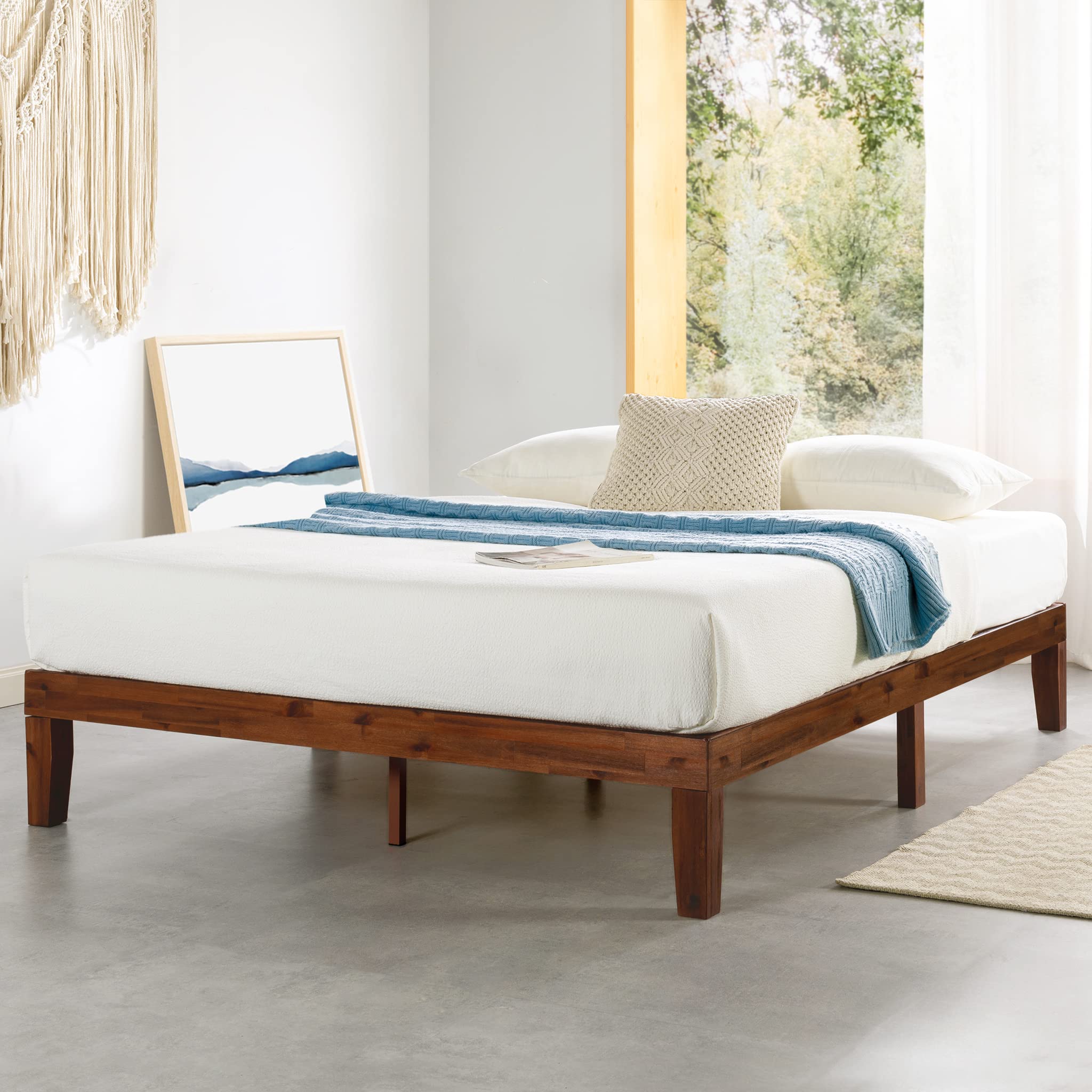 Mellow 12 Solid Wood Platform Bed Frame with Classic Wooden Slat (No Box Spring Needed), King, Espresso