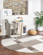 Unique Loom Autumn Collection Area Rug - Providence (7' 10'' Round, Gray/ Ivory)