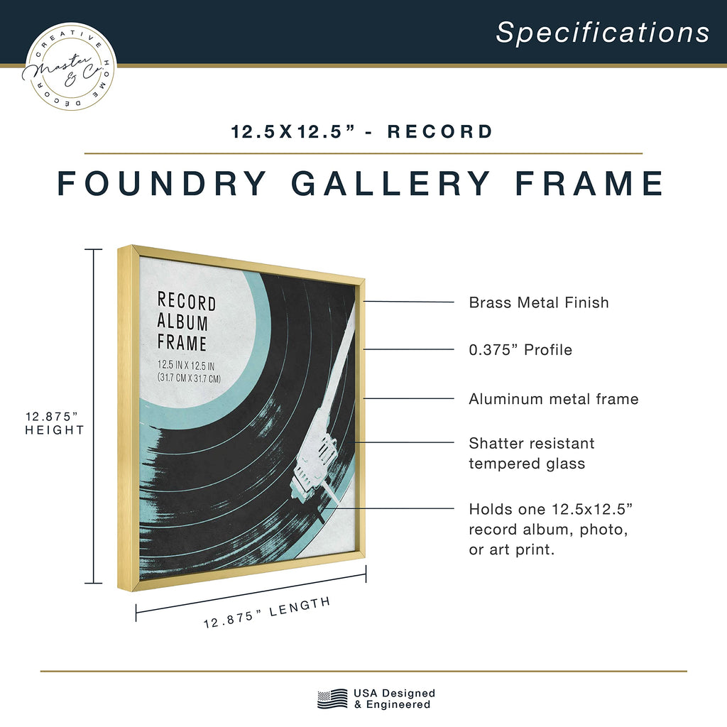 Mcs Master & Co. Foundry Metal Gallery Wall Frame, Brass, 12.5 X 12.5 In Without Mat