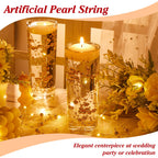 48 Pieces Artificial Pearls Strings Beads For Floating Candles Centerpiece 5.1 Inch Faux Pearls Strings For Vase Fillers Pearl B