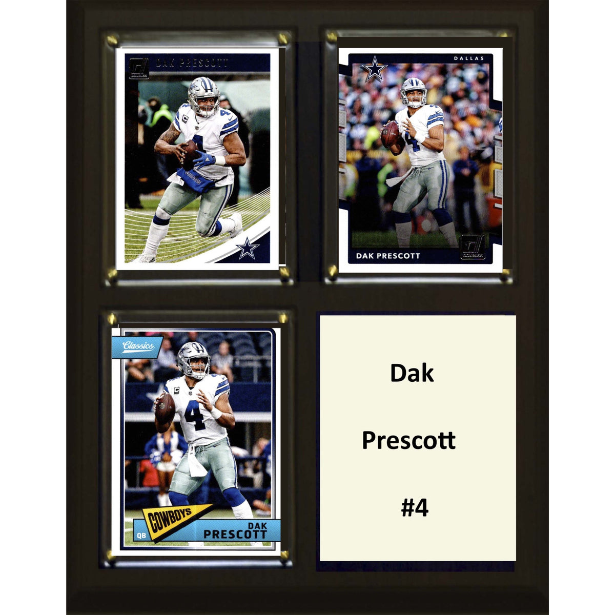 Nfl 8 Inch X10 Inch  Dak Prescott Dallas Cowboys Three Card Plaque